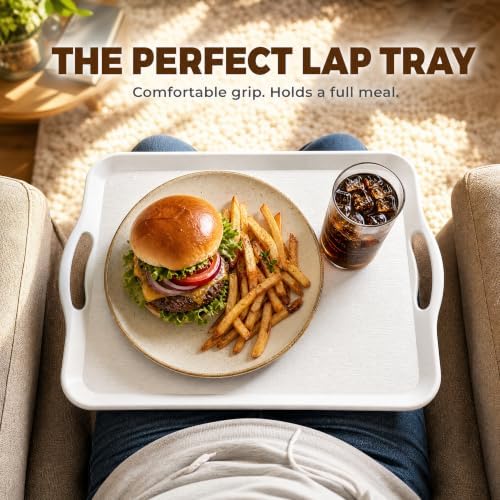 3 Pack White Plastic Serving Trays with Handles, 16 x 11 Inch in 16 x 11IN in White, alternate view 6