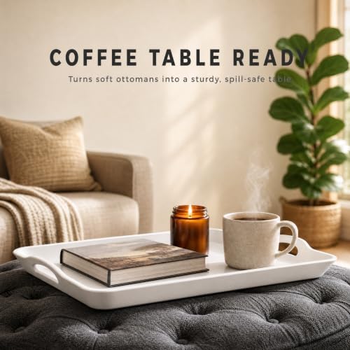 3 Pack White Plastic Serving Trays with Handles, 16 x 11 Inch in 16 x 11IN in White, alternate view 7