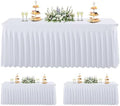 3 Pack White Spandex Table Cloths for 6 Foot Rectangle Tables, Wrinkle Free Fitted Table Covers 6 Ft Stretch