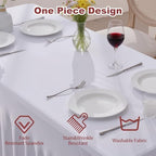 3 Pack White Spandex Table Cloths for 6 Foot Rectangle Tables, Wrinkle Free Fitted Table Covers 6 Ft Stretch, alternate view