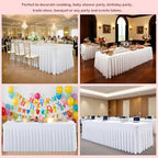 3 Pack White Spandex Table Cloths for 6 Foot Rectangle Tables, Wrinkle Free Fitted Table Covers 6 Ft Stretch, alternate view