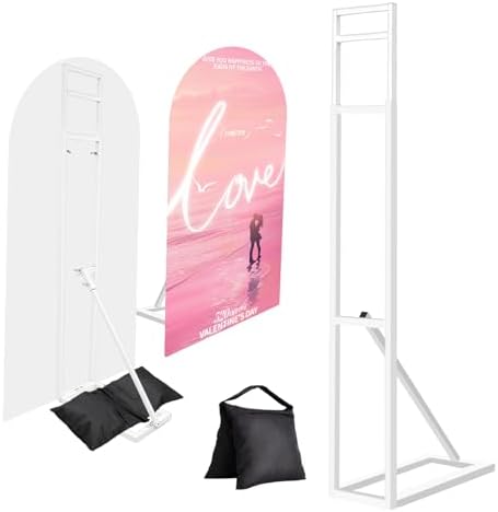 3 Pack White Wedding Backdrop Stand, Adjustable Metal Arch with Foldable Base and Weight Bag, Foam Board Display