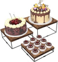 3 Pack Wood Risers Display Stand, Square Food Riser in Brown