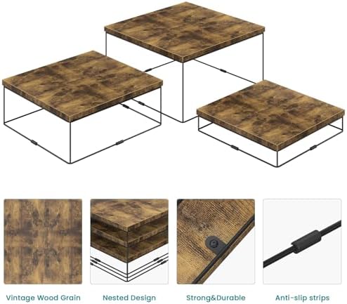 3 Pack Wood Risers Display Stand, Square Food Riser in Brown, alternate view 6