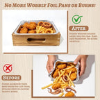 3-Pack Wooden Square Foil Pan Holder with 8x8 Disposable Aluminum Foil Pan, alternate view 3
