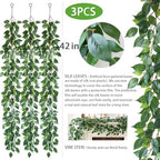 3 Packs Artificial Vines Garland 42'' Fake Ficus Vine Greenery Garland Silk Green Leaves Decoration Faux Hanging, alternate