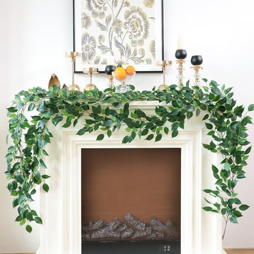 3 Packs Artificial Vines Garland 42'' Fake Ficus Vine Greenery Garland Silk Green Leaves Decoration Faux Hanging, alternate