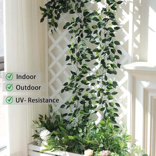 3 Packs Artificial Vines Garland 42'' Fake Ficus Vine Greenery Garland Silk Green Leaves Decoration Faux Hanging, alternate