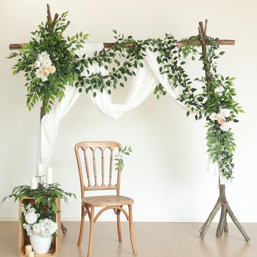 3 Packs Artificial Vines Garland 42'' Fake Ficus Vine Greenery Garland Silk Green Leaves Decoration Faux Hanging, alternate