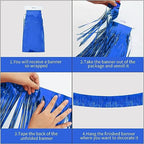 3 Packs Metallic Foil Fringe Garland Blue Wall Hanging Tinsel Fringe Banners for Valentine New Year Floats, alternate view 3