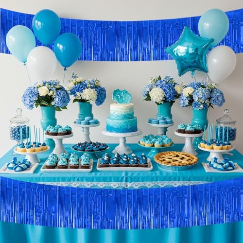 3 Packs Metallic Foil Fringe Garland Blue Wall Hanging Tinsel Fringe Banners for Valentine New Year Floats, alternate view 4