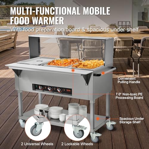3-Pan Commercial Food Warmer, 3 x 20.6QT Electric Steam Table, 1500W Professional Buffet Catering Food Warmer, alternate view