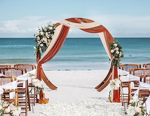 3 Panel Wedding Arch Draping Fabric, 29.5" x18Ft Pearl Fabric Drapes for Wedding Sheer Backdrop, alternate view 3