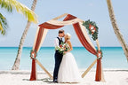 3 Panel Wedding Arch Draping Fabric, 29.5" x18Ft Pearl Fabric Drapes for Wedding Sheer Backdrop, alternate view 6