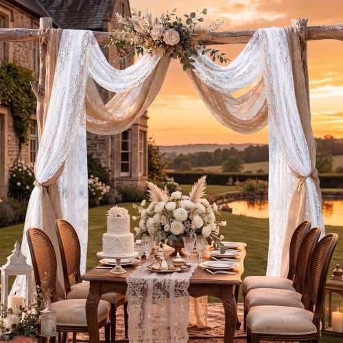 3 Panel Wedding Arch Draping Fabric Set for Wedding Bridal Shower Decor in 5.9"W x 13.4"L (Pack of 3), alternate view 3
