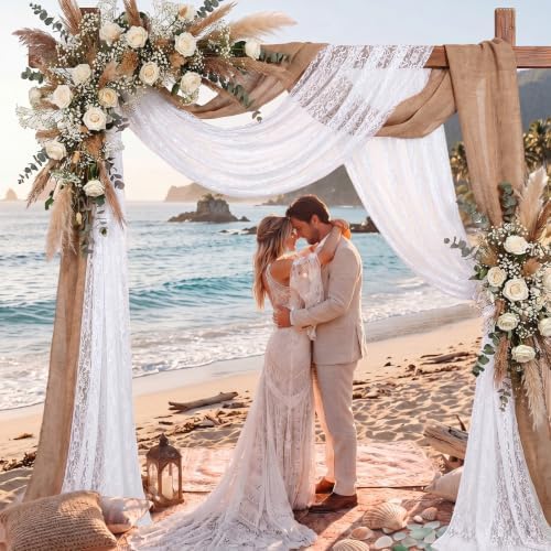 3 Panel Wedding Arch Draping Fabric Set for Wedding Bridal Shower Decor in 5.9"W x 13.4"L (Pack of 3), alternate view 4