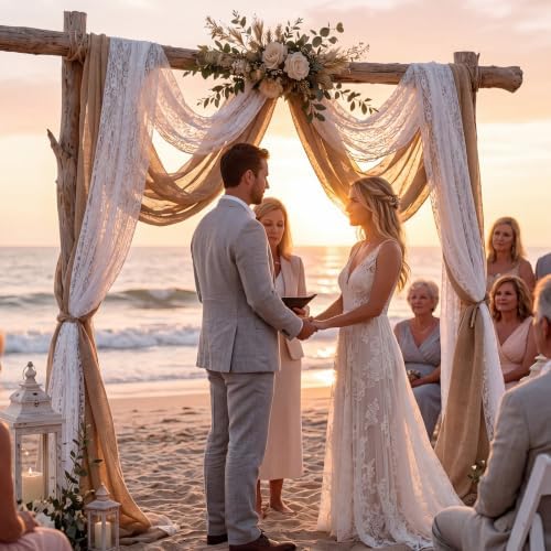 3 Panel Wedding Arch Draping Fabric Set for Wedding Bridal Shower Decor in 5.9"W x 13.4"L (Pack of 3), alternate view 5
