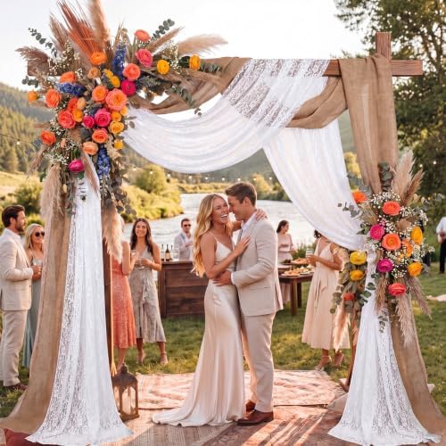 3 Panel Wedding Arch Draping Fabric Set for Wedding Bridal Shower Decor in 5.9"W x 13.4"L (Pack of 3), alternate view 6