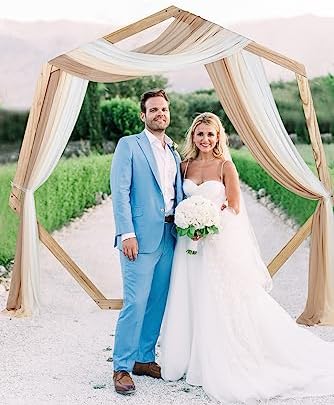 3 Panels Wedding Arch Drapes 30" x 20ft, Chiffon Draping Fabric for Ceremony Arch & Arbor, Sheer Curtains for, alternate view
