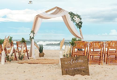 3 Panels Wedding Arch Drapes 30" x 20ft, Chiffon Draping Fabric for Ceremony Arch & Arbor, Sheer Curtains for, alternate view