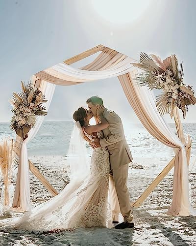3 Panels Wedding Arch Drapes 30" x 20ft, Chiffon Draping Fabric for Ceremony Arch & Arbor, Sheer Curtains for, alternate view