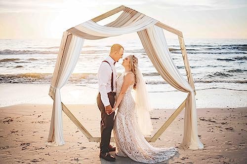 3 Panels Wedding Arch Drapes 30" x 20ft, Chiffon Draping Fabric for Ceremony Arch & Arbor, Sheer Curtains for, alternate view