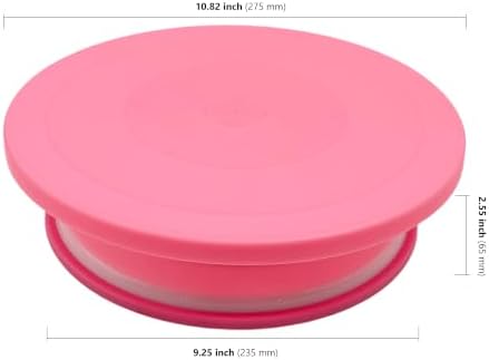 3 Pcs 11 Inch Plastic Cake Decorating Turntable, Rotating Cake Turntables in Pink, alternate view 3