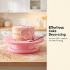 3 Pcs 11 Inch Plastic Cake Decorating Turntable, Rotating Cake Turntables in Pink, alternate view 4