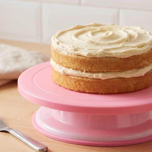 3 Pcs 11 Inch Plastic Cake Decorating Turntable, Rotating Cake Turntables in Pink, alternate view 7