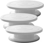 3 Pcs 11 Inch Rotating Cake Turntable, Smooth 360° Revolving Cake Stand in White