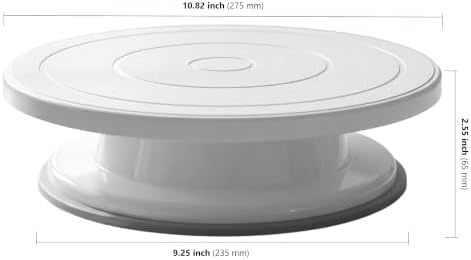 3 Pcs 11 Inch Rotating Cake Turntable, Smooth 360° Revolving Cake Stand in White, alternate view 3