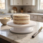 3 Pcs 11 Inch Rotating Cake Turntable, Smooth 360° Revolving Cake Stand in White, alternate view 7
