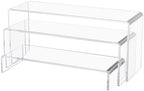 3 Pcs 12" Large Acrylic Risers 5mm thickness Rectangular Display Shelf for Cupcake Stand, Tiered Display Stand