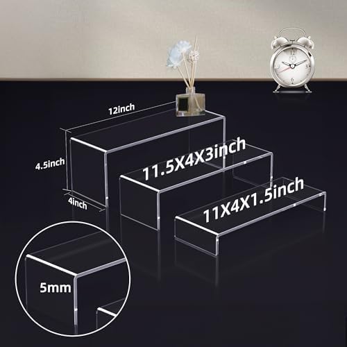 3 Pcs 12" Large Acrylic Risers 5mm thickness Rectangular Display Shelf for Cupcake Stand, Tiered Display Stand, alternate
