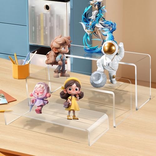 3 Pcs 12" Large Acrylic Risers 5mm thickness Rectangular Display Shelf for Cupcake Stand, Tiered Display Stand, alternate