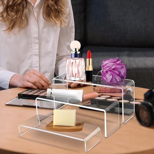 3 Pcs 12" Large Acrylic Risers 5mm thickness Rectangular Display Shelf for Cupcake Stand, Tiered Display Stand, alternate