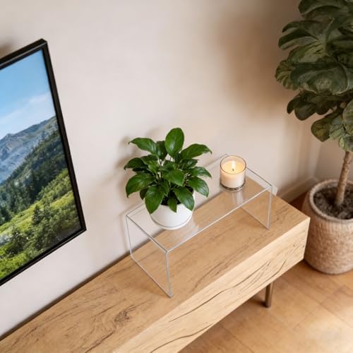 3 Pcs 13 Inch Large Acrylic Risers Display Stands 5 mm Thick Clear Jewelry Collectibles Holder Acrylic Shelf, alternate view