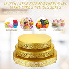 3 Pcs 16'' 14'' 12'' Metal Gold Cake Stand, Elegant Style in Gold, alternate view 4