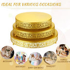 3 Pcs 16'' 14'' 12'' Metal Gold Cake Stand, Elegant Style in Gold, alternate view 5