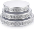 3 Pcs 16'' 14'' 12'' Metal Silver Cake Stand, Retro Style in Silver