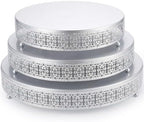 3 Pcs 16'' 14'' 12'' Metal Silver Cake Stand, Retro Style in Silver