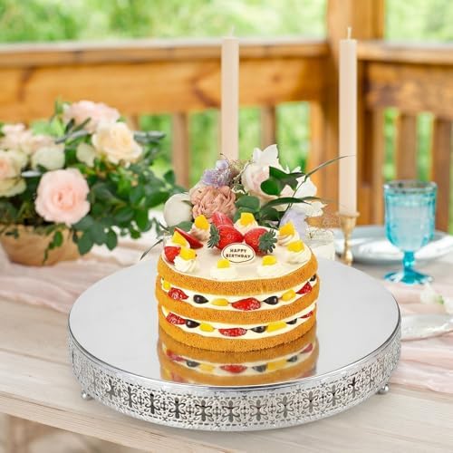 3 Pcs 16'' 14'' 12'' Metal Silver Cake Stand, Retro Style in Silver, alternate view 5