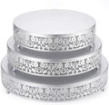 3 Pcs 16'' 14'' 12'' Metal Silver Cake Stand, Traditional Style in Silver