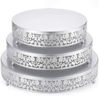 3 Pcs 16'' 14'' 12'' Metal Silver Cake Stand, Traditional Style in Silver