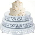3 Pcs 16'' 14'' 12'' Metal White Cake Stand, Elegant Style in White