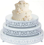 3 Pcs 16'' 14'' 12'' Metal White Cake Stand, Elegant Style in White