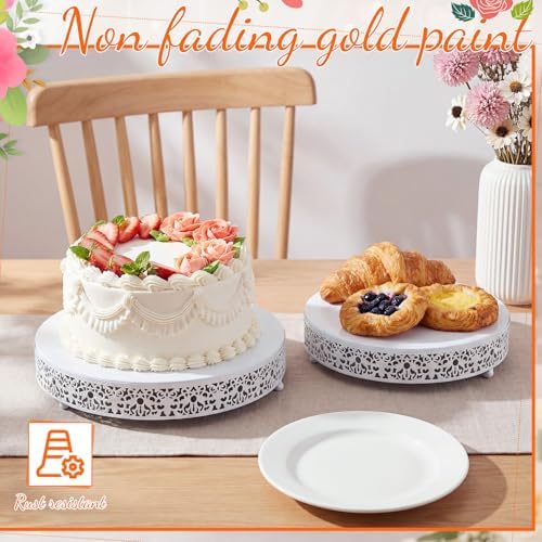 3 Pcs 16'' 14'' 12'' Metal White Cake Stand, Elegant Style in White, alternate view 2