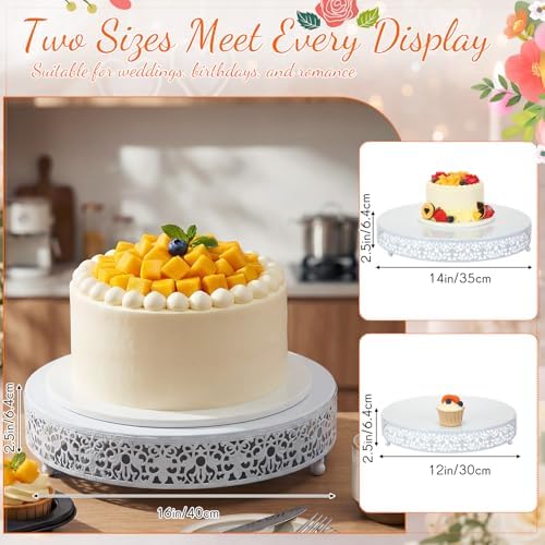 3 Pcs 16'' 14'' 12'' Metal White Cake Stand, Elegant Style in White, alternate view 3