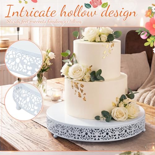 3 Pcs 16'' 14'' 12'' Metal White Cake Stand, Elegant Style in White, alternate view 4