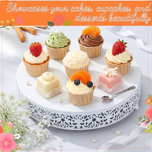 3 Pcs 16'' 14'' 12'' Metal White Cake Stand, Elegant Style in White, alternate view 5